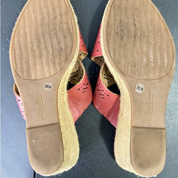 Lucky Brand Womens Keela Leather Espadrille Sandals US Size 10M Slip On FLAW - Picture 3 of 7